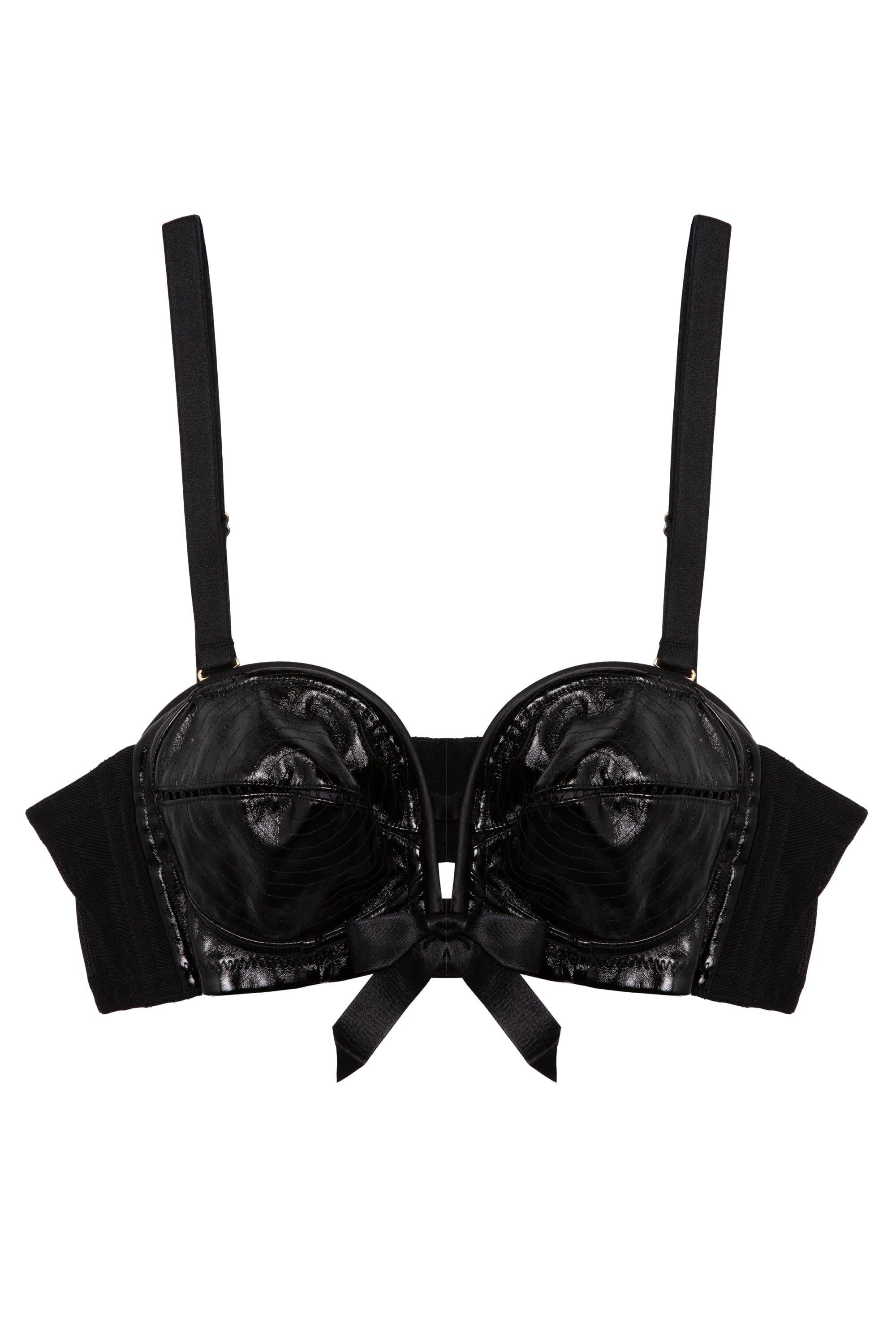 Product cut out of Genevieve black PVC overwire bra