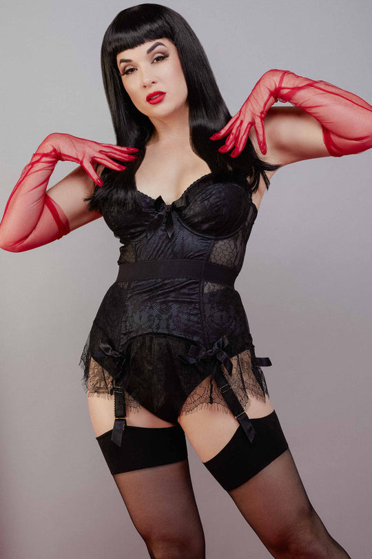 Tempest Black Lace Basque with Bows