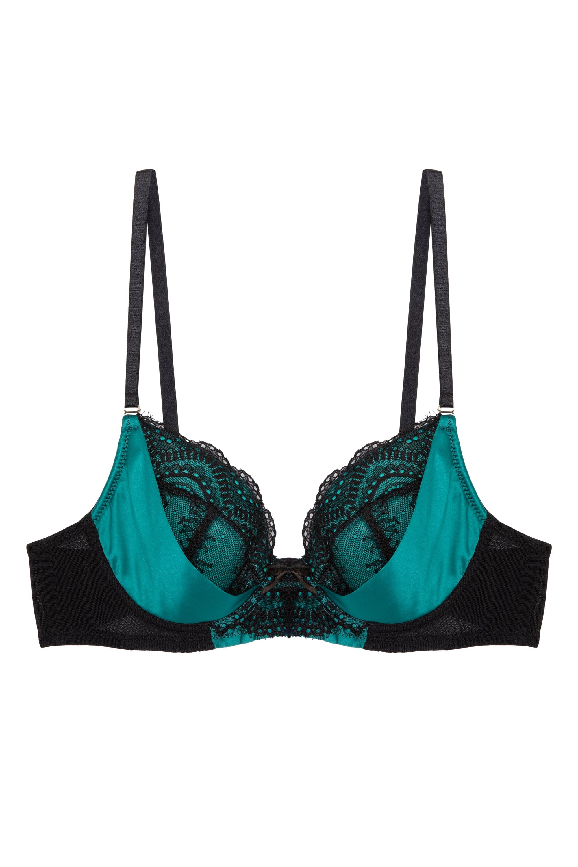 Melda Teal Satin And Lace Bra – Playful Promises