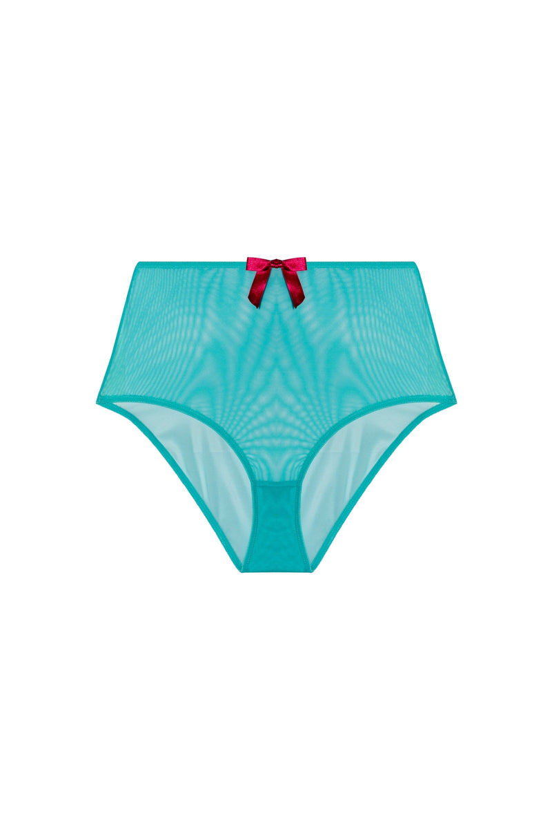 Cleo Contrast Stitch Mesh Retro High Waisted Brief
