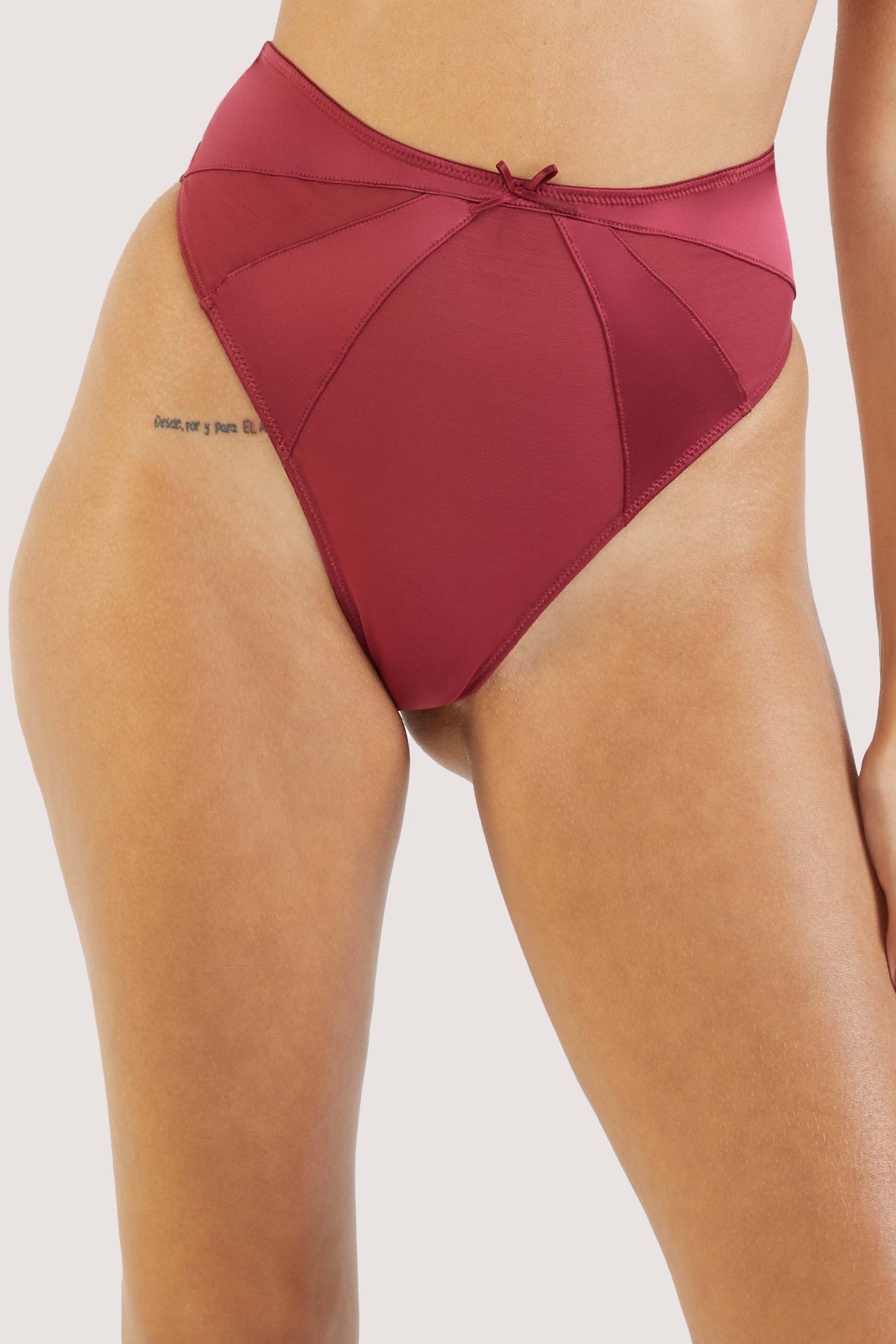 Etta Red Mesh And Satin High Waist Thong – Playful Promises