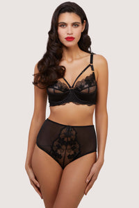 Lottie Black Floral Embroidery High Waisted Brief