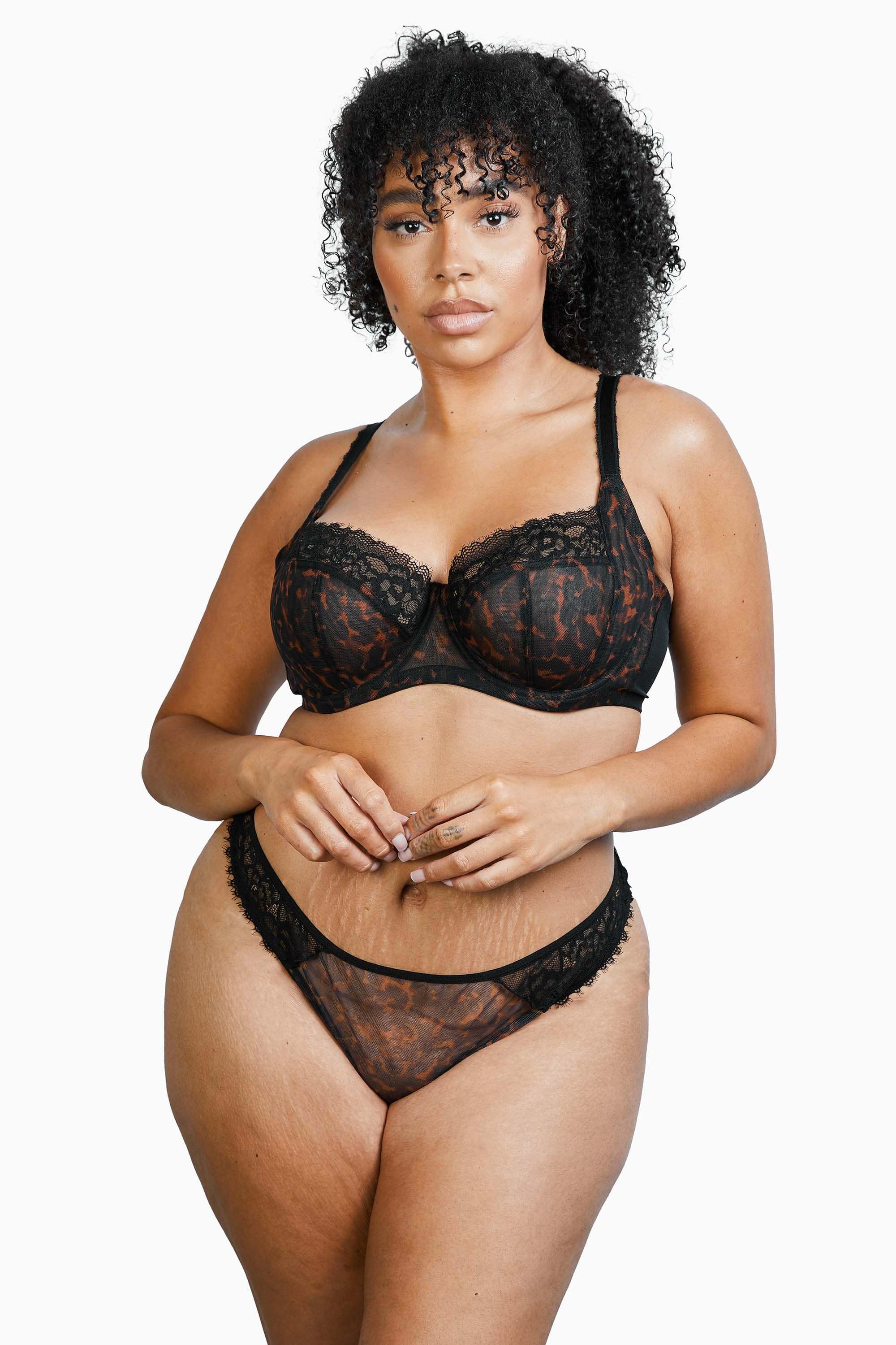 Deja Day Rosalyn Black Tortoise Shell Lace Brazilian brief