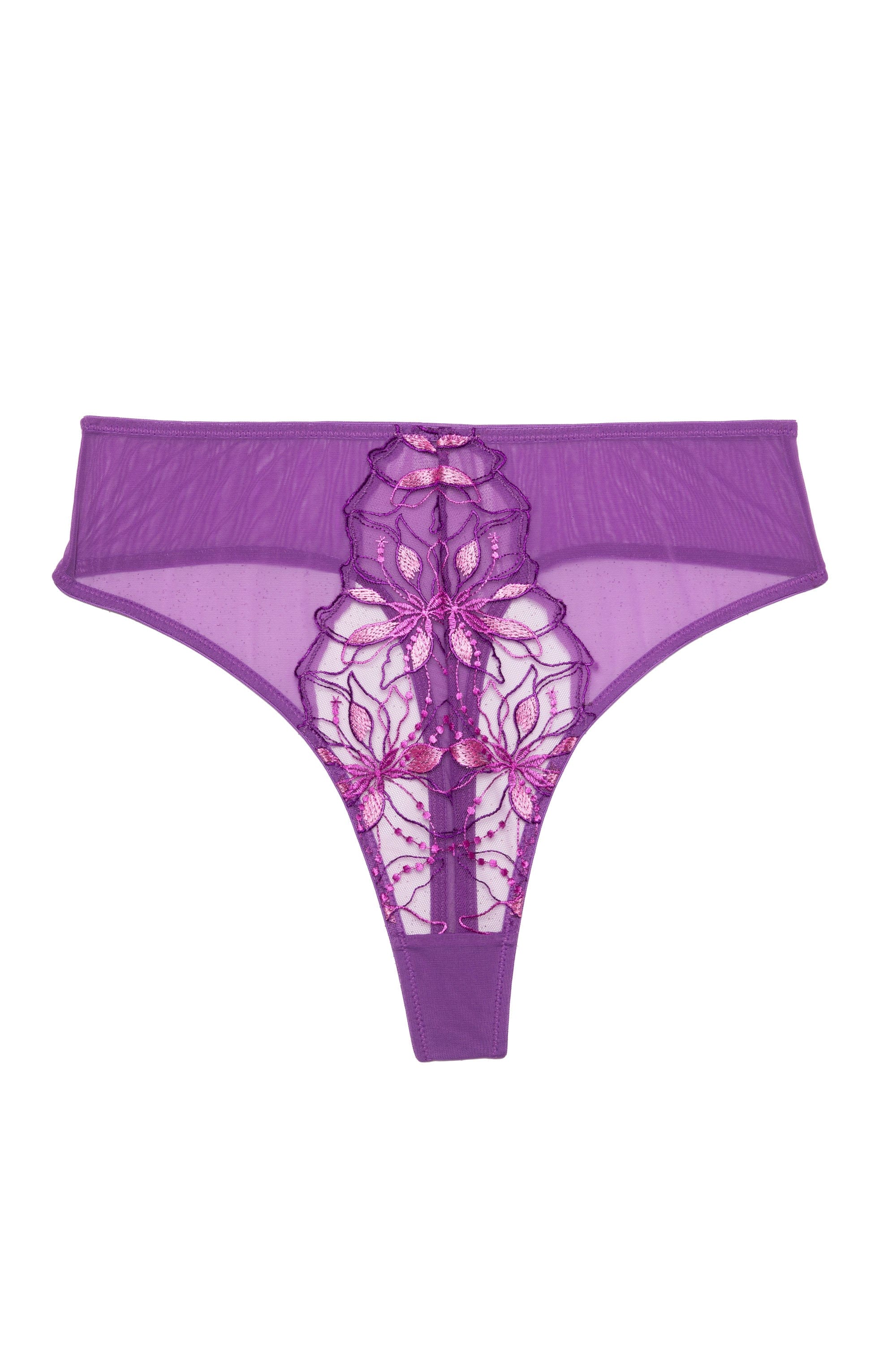 Walpole Purple Embroidered High Waist Thong
