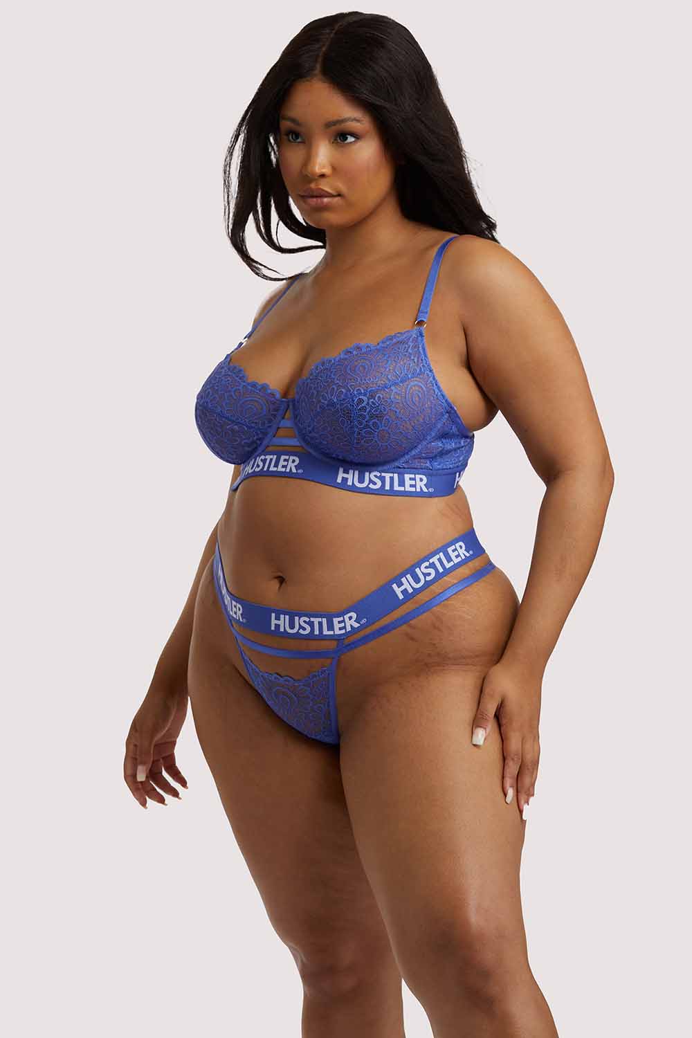 Branded Lace Blue Thong