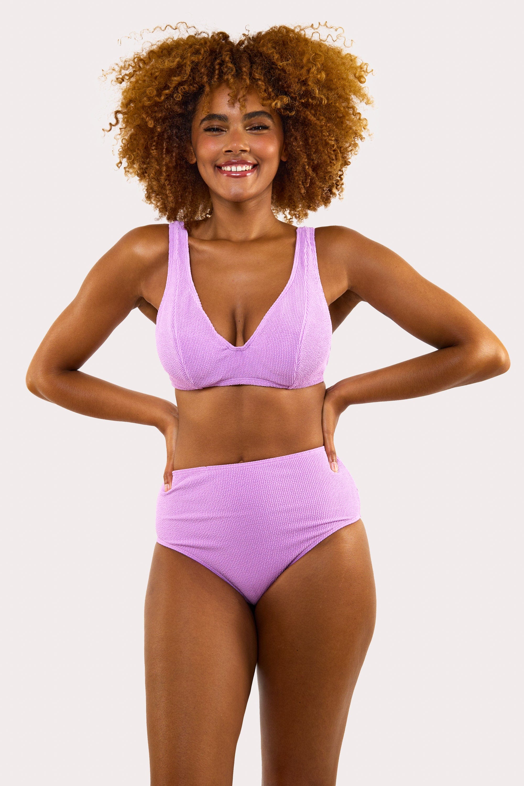 Mila Lilac Scrunch High-Waisted Bikini Bottom