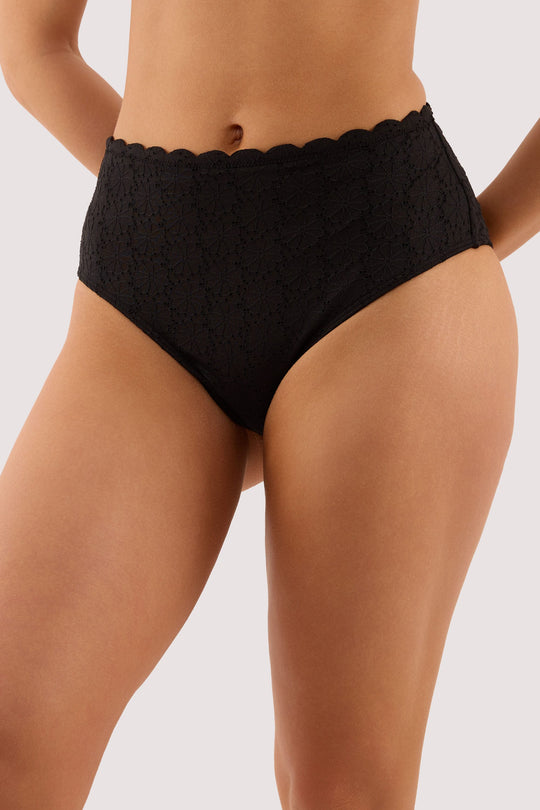 Nikki Black Broderie Scallop High Waist Bikini Brief