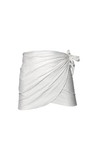 Soft white ditzy floral texture tie side sarong beach cover up