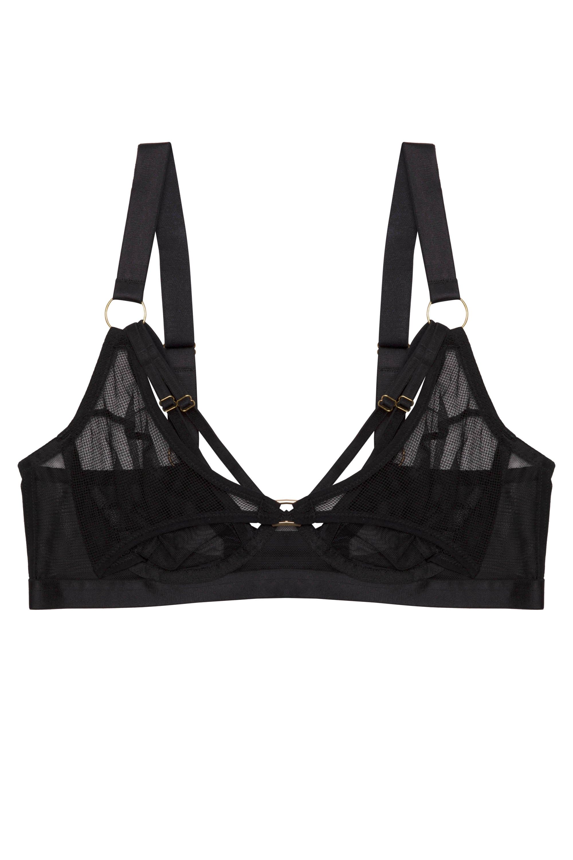 Holland Strappy Fishnet and Mesh Plunge Bra