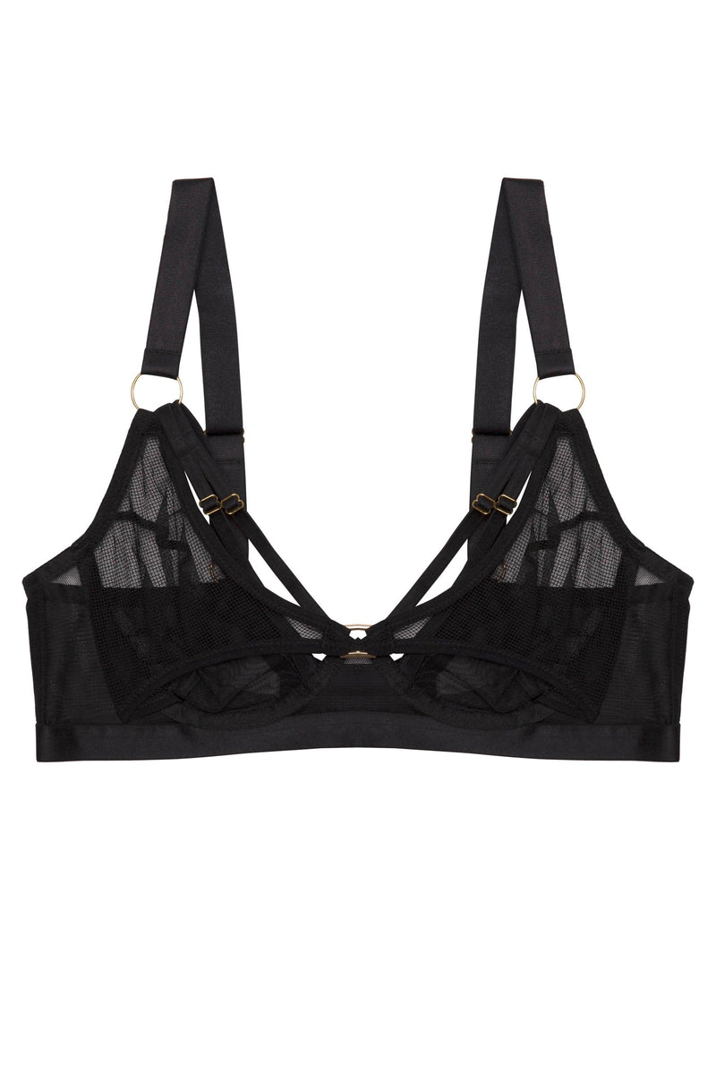 Holland Strappy Fishnet and Mesh Plunge Bra