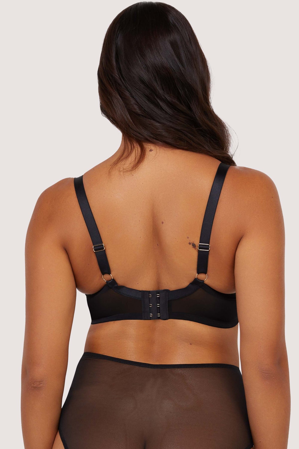 Olivia Black Contrast Embroidery Balconette Bra