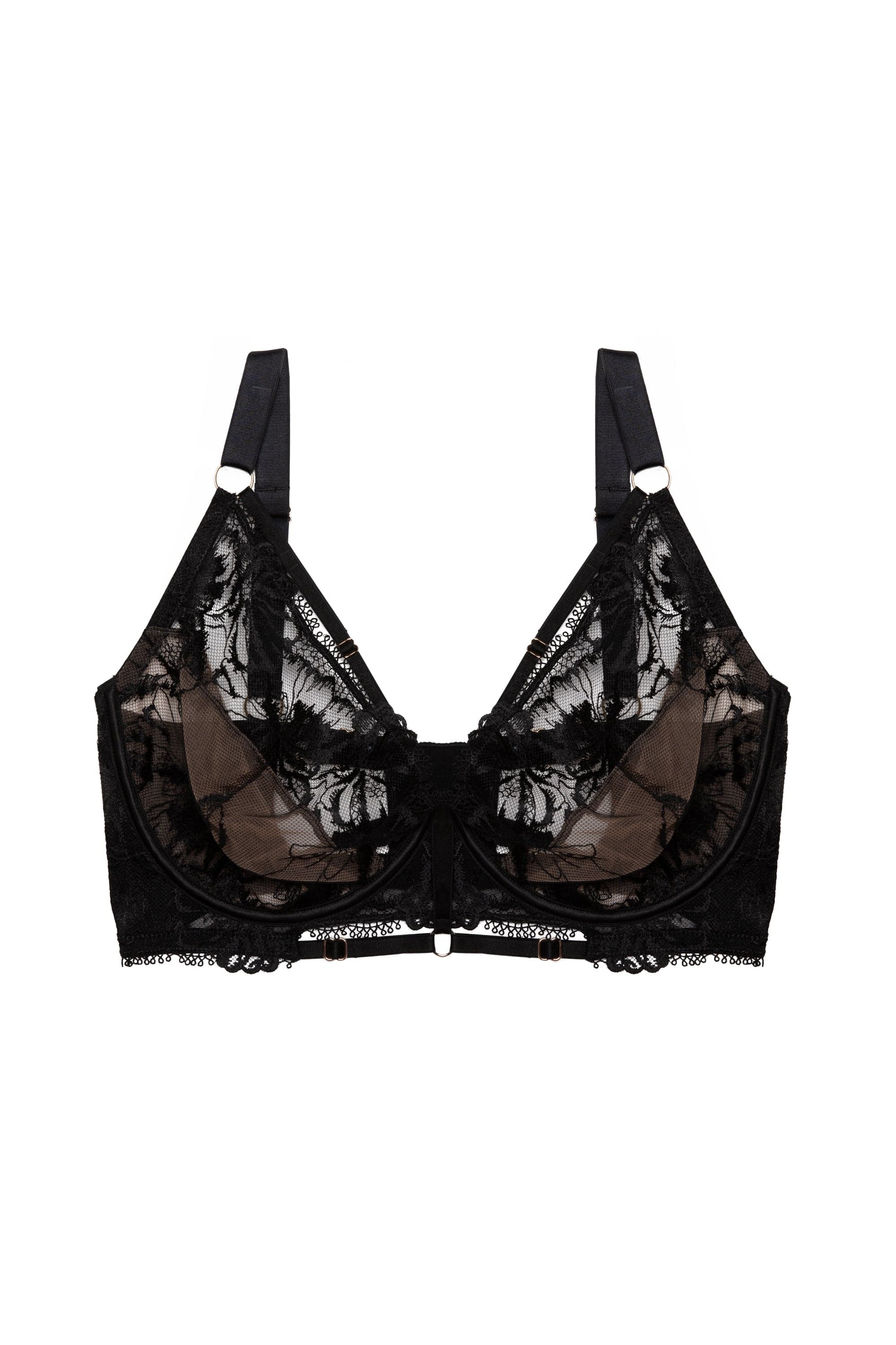 Black lace bra with straps