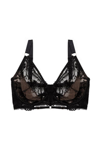 Black lace bra with straps