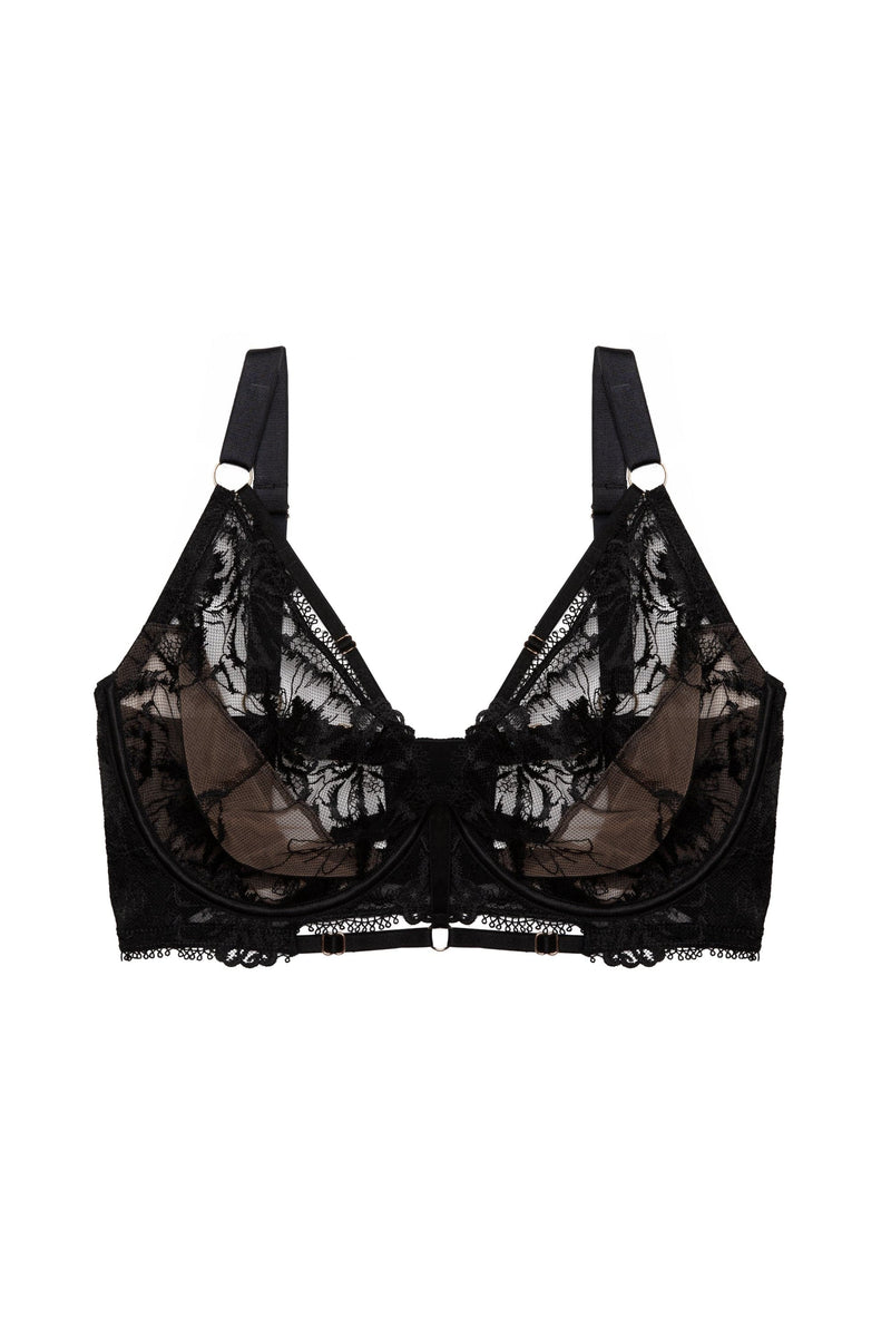 Black lace bra with straps