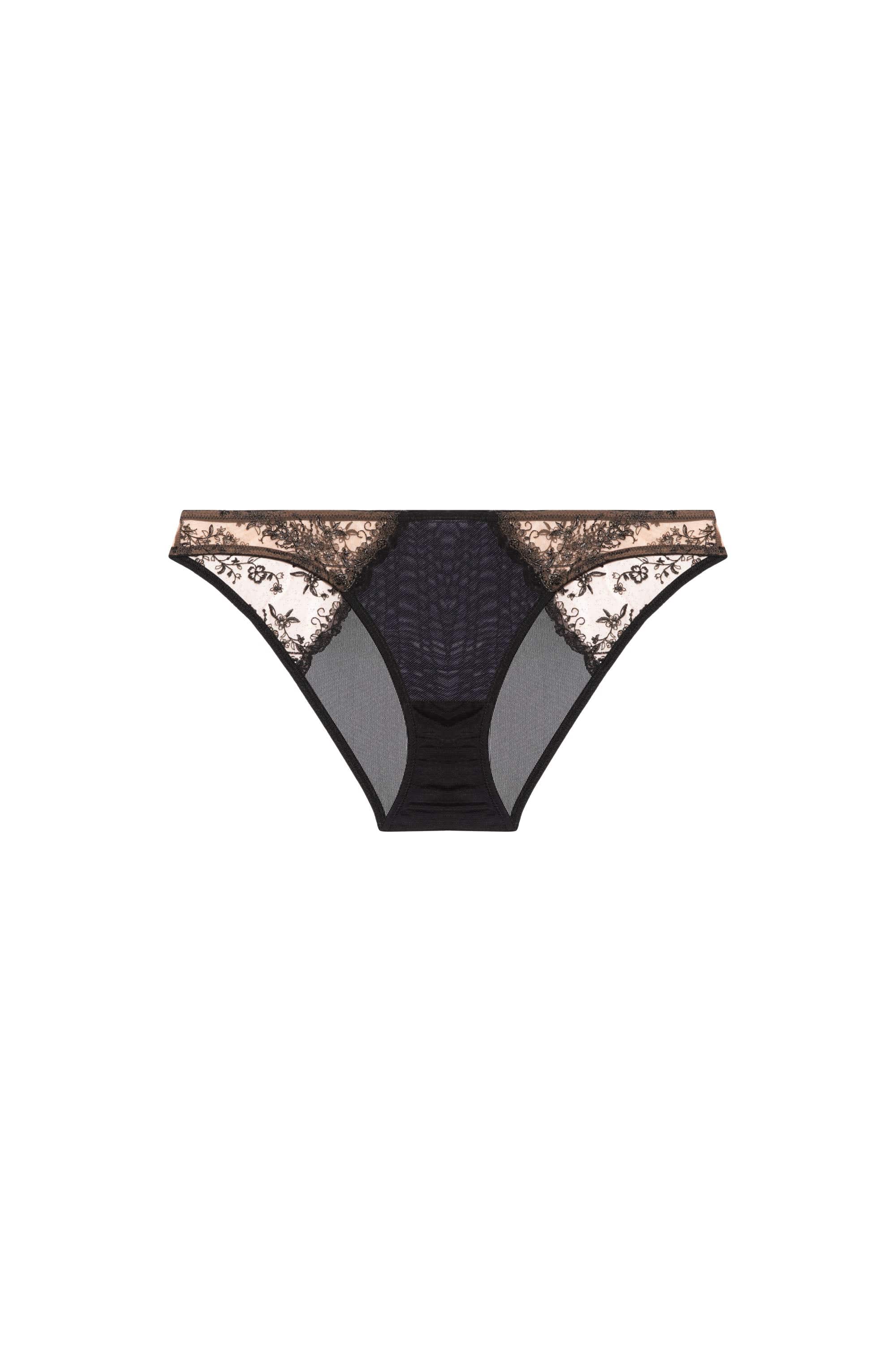 Cassia Black Custom Embroidery Brief