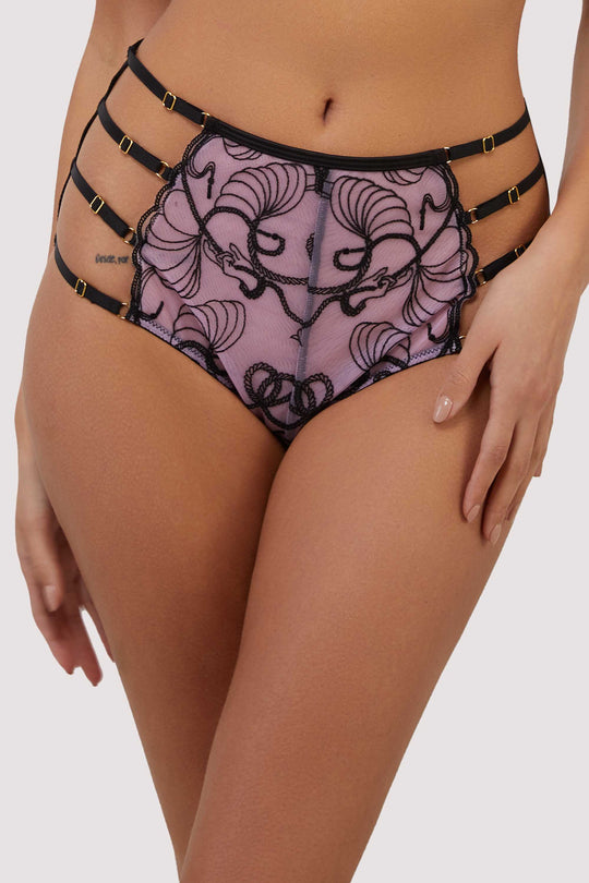 Jessie Pink and Black Whip Embroidery High Waist Brief