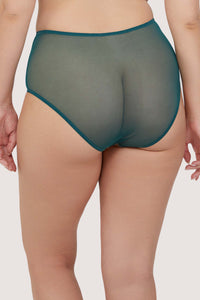 Olivia Teal Contrast Embroidery High Waist Brief