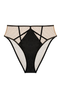 Product Cut Out of black mesh high waisted brief