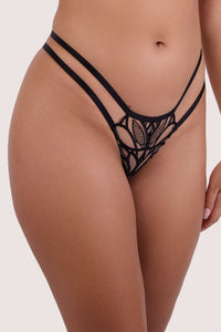Lilith Black Graphic Embroidery Thong