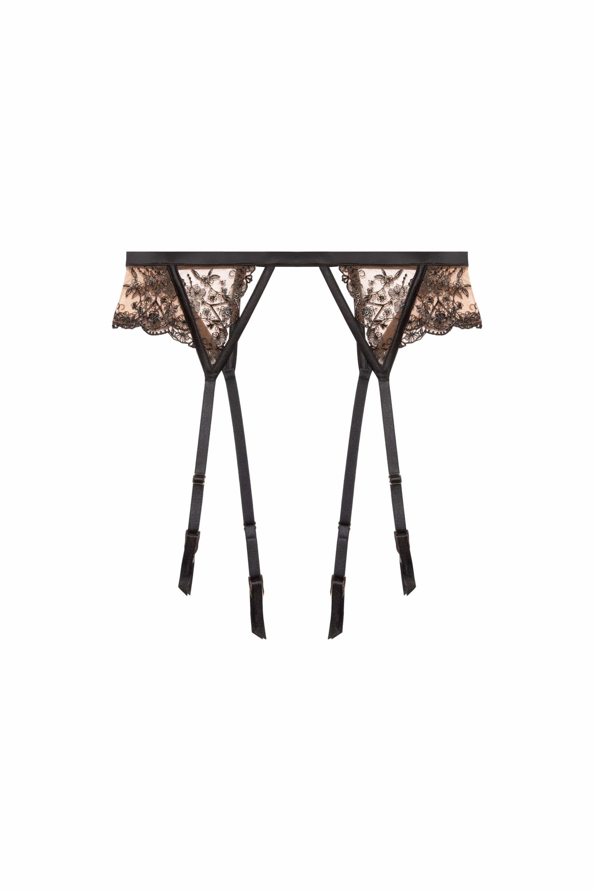 Cassia Black Custom Embroidery Suspender
