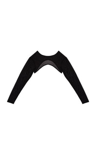 Black shrug with super cropped long sleeve bolero.