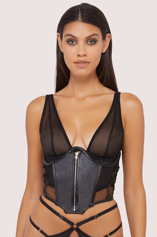 Maeve Black Vegan Leather Underbust Corset