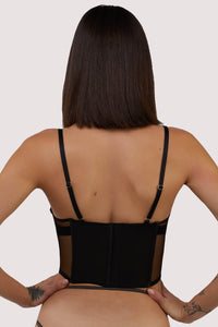 Indie Black Vegan Leather Classic Underbust Corset