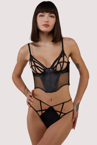 Indie Black Vegan Leather Classic Underbust Corset