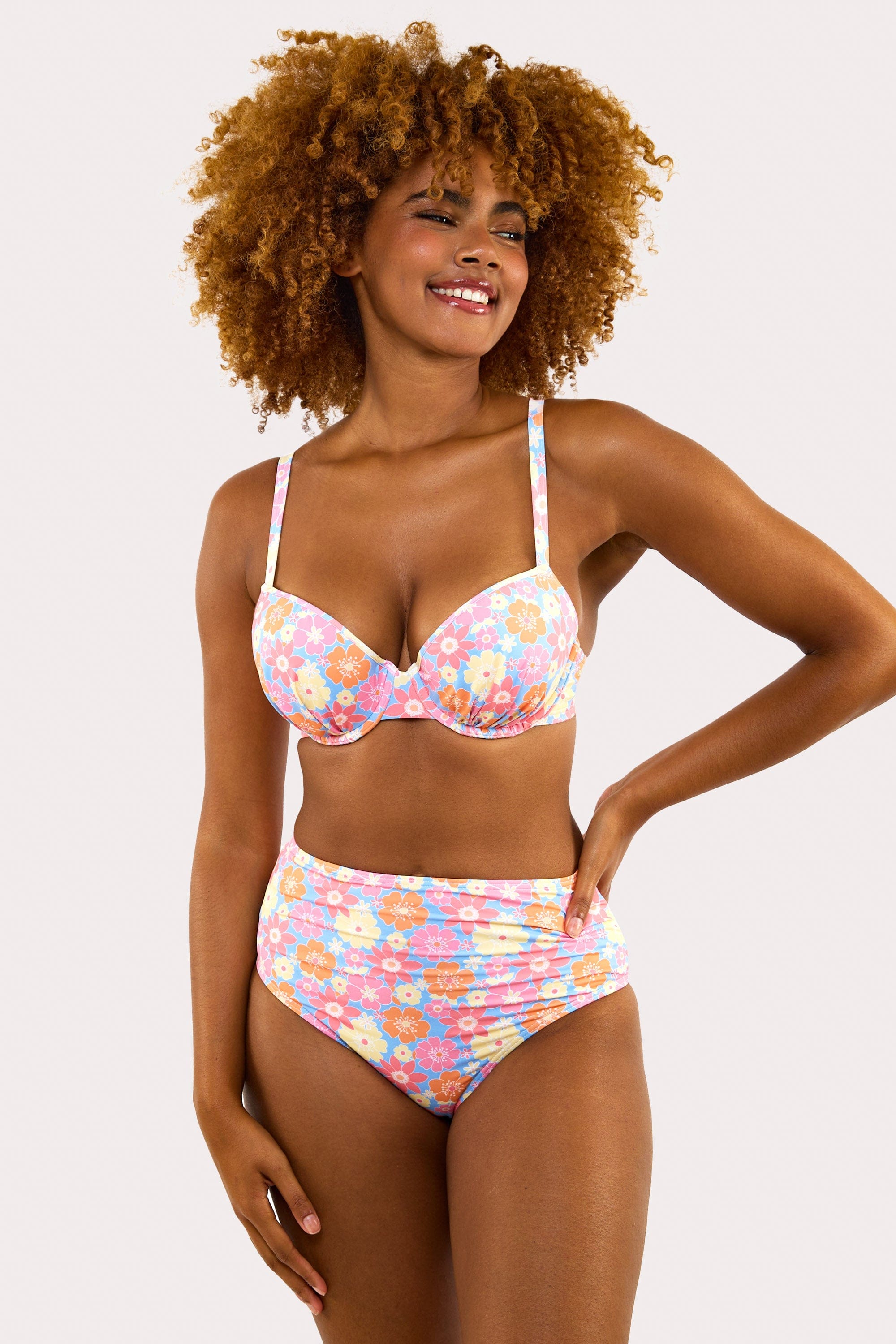 Floral High Waisted Bikini Bottom