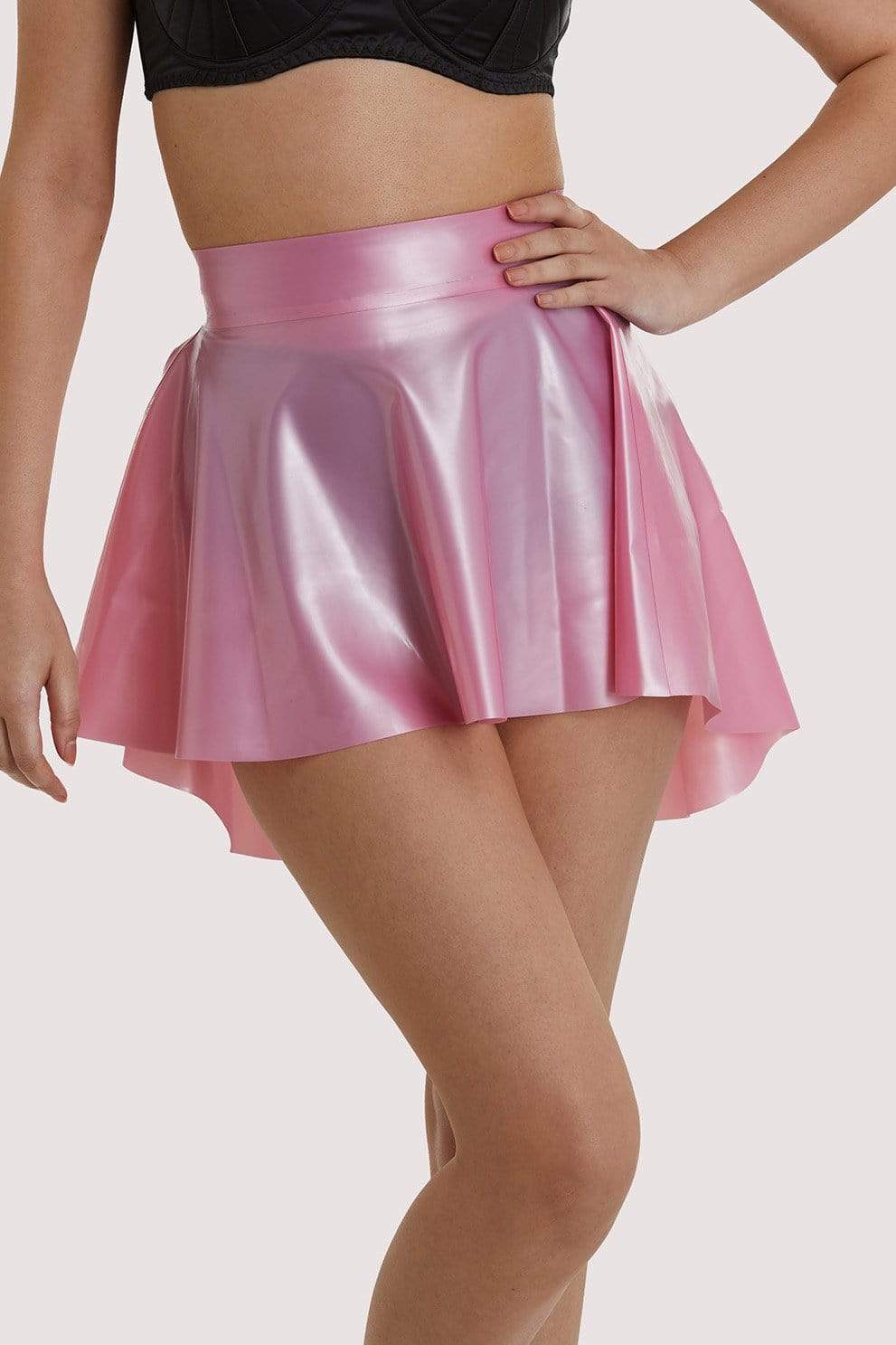 Pink Latex Flippy Skirt