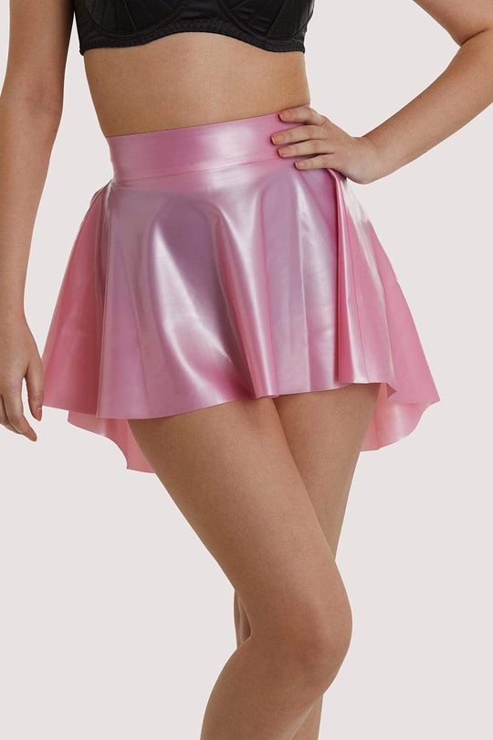 Pink Latex Flippy Skirt