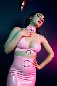 Imogen Pink Latex and Ring Pencil Skirt