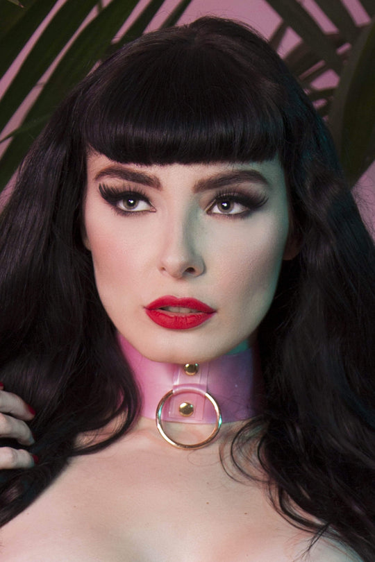 Bettie Page Pink Latex Ring Choker