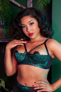 Elsie Emerald Lace 1/4 Cup Bra