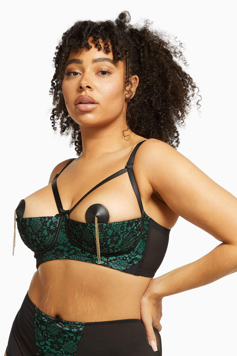 Elsie Emerald Lace 1/4 Cup Bra – Playful Promises