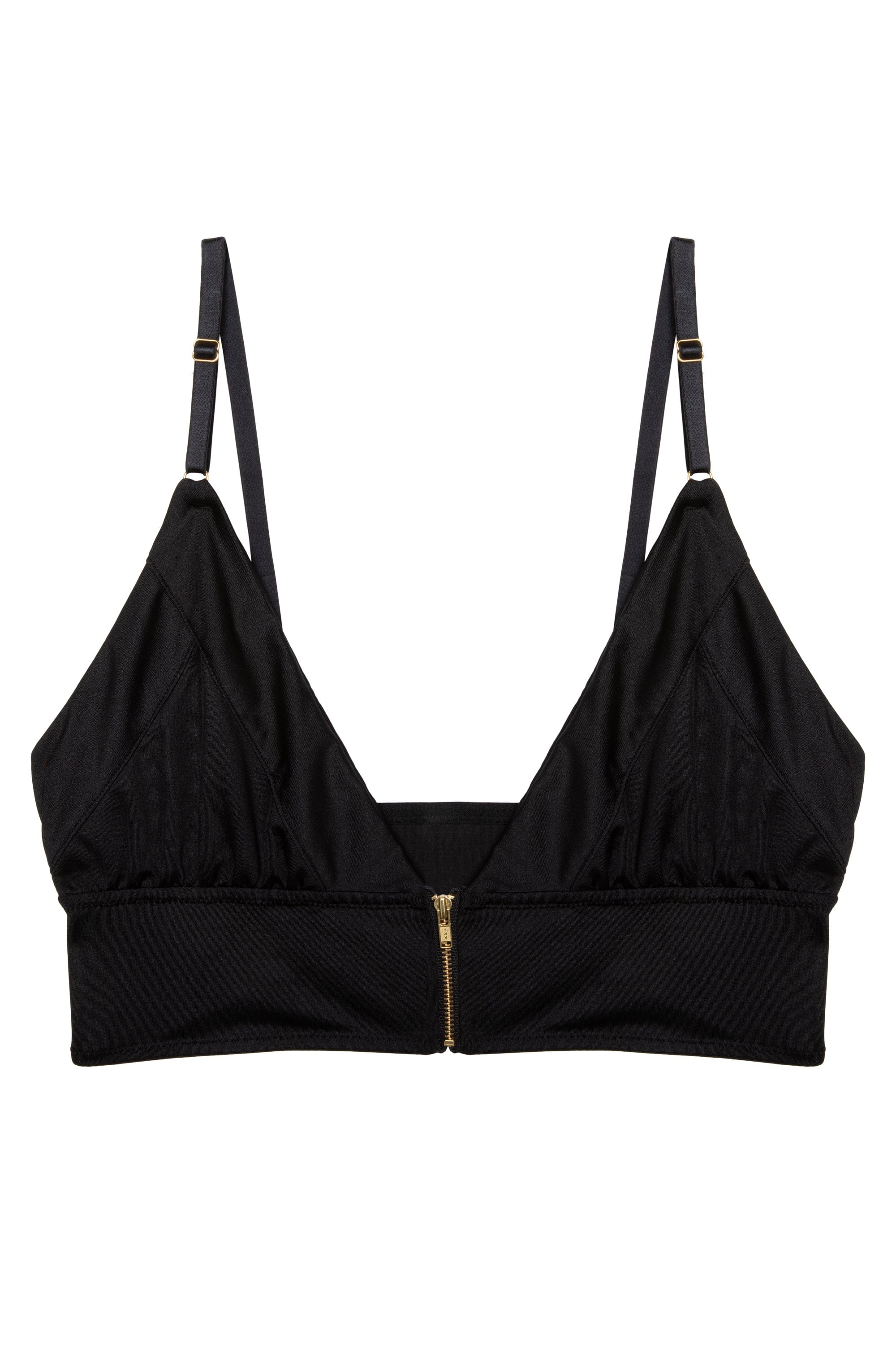Daphne Black Microfibre Wireless Zip Bra