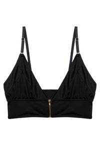 Daphne Black Microfibre Wireless Zip Bra