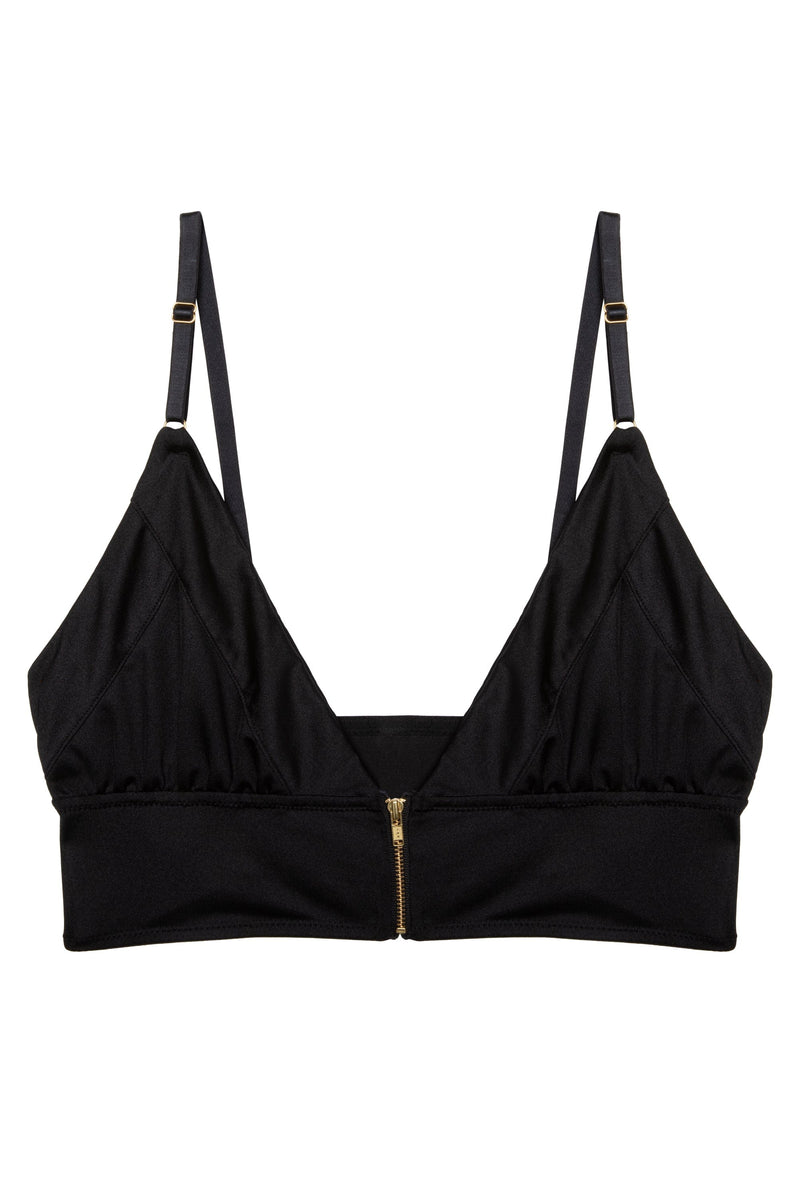 Daphne Black Microfibre Wireless Zip Bra