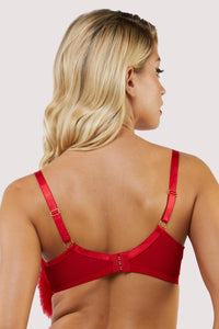 Elizabeth Red Plunge Feather Bra