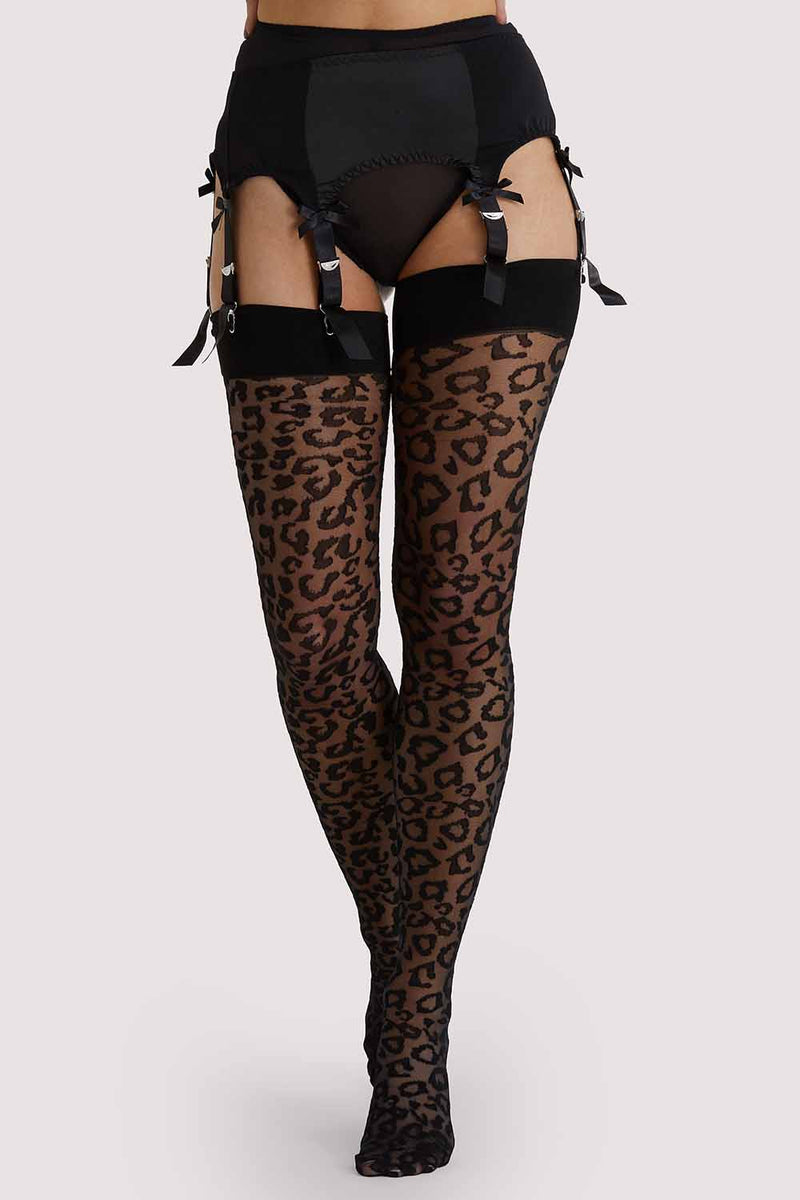 Leopard Knit Stockings - Black/Black – Playful Promises