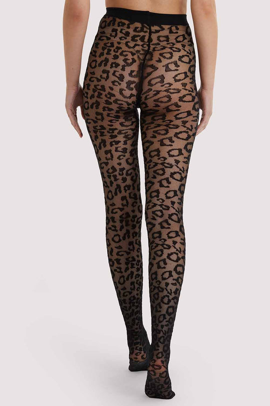 Leopard Knit Tights - Black