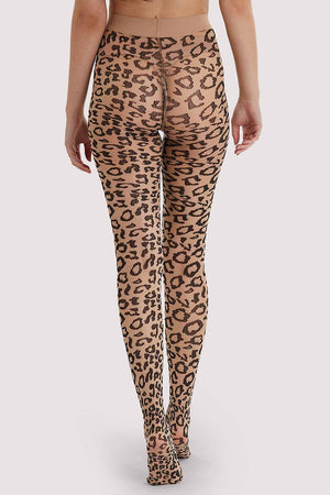 Leopard Knit Tights Light Nude Black