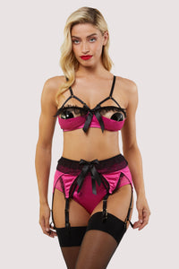 Inga Pink Ruffle Suspender Belt