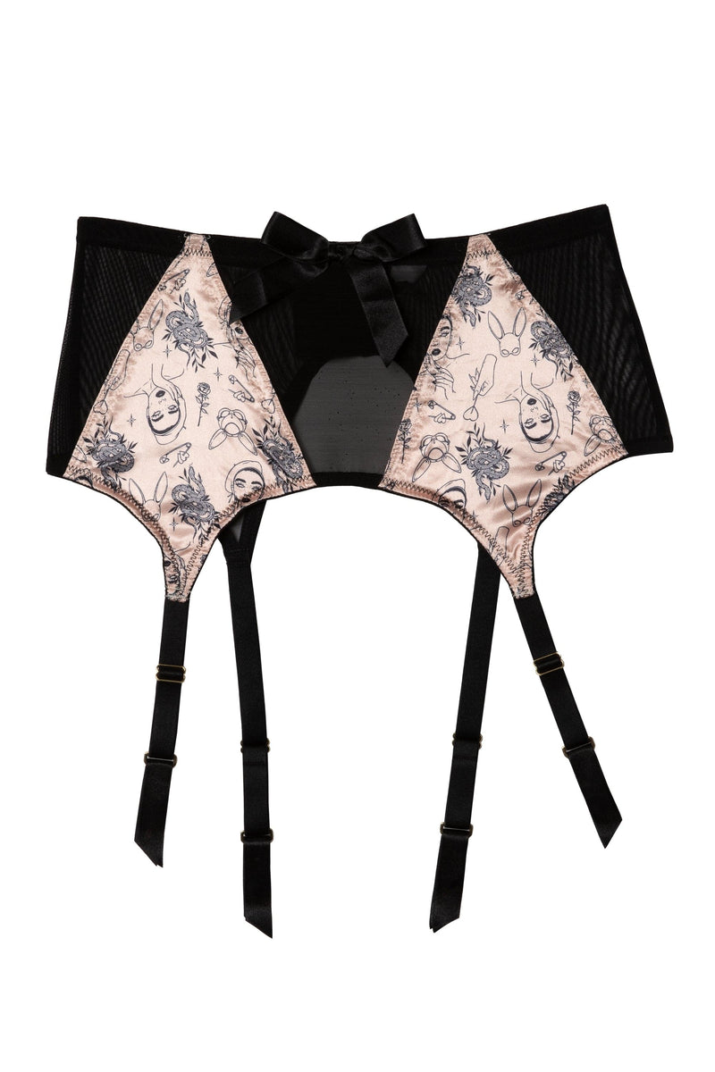 Tattoo Print Black 4 Strap Suspender Belt Playful Promises Tattoo Print Black 4 Strap Suspender Belt Playful Promises