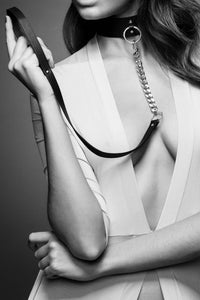 Maze Black Wide Choker with leash