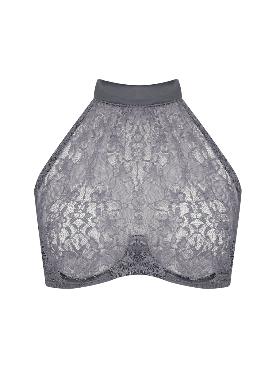 Isabella Grey Lace Halter Neck Bra Playful Promises