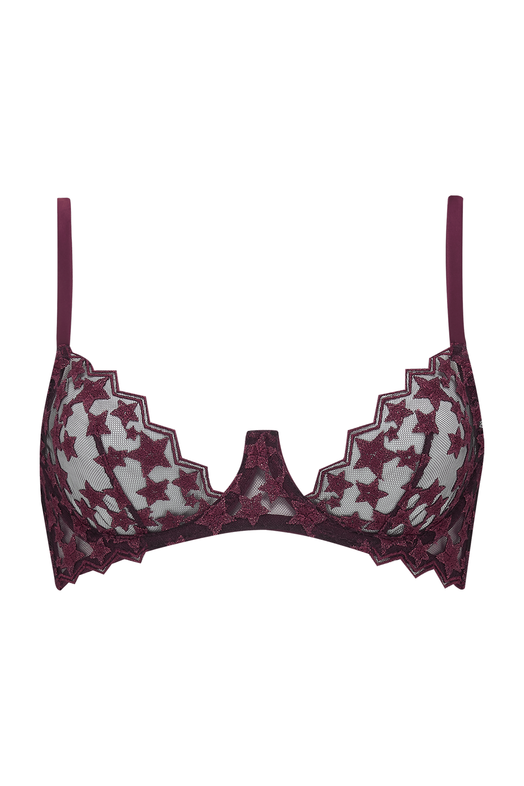Stella Purple Star Embroidered Plunge Bra