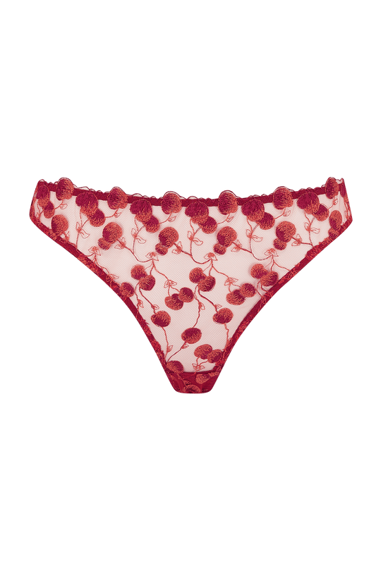 Naomi Cherry Embroidered Peep Back Brief