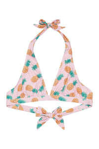 Pineapple Ruched Triangle Bikini Top