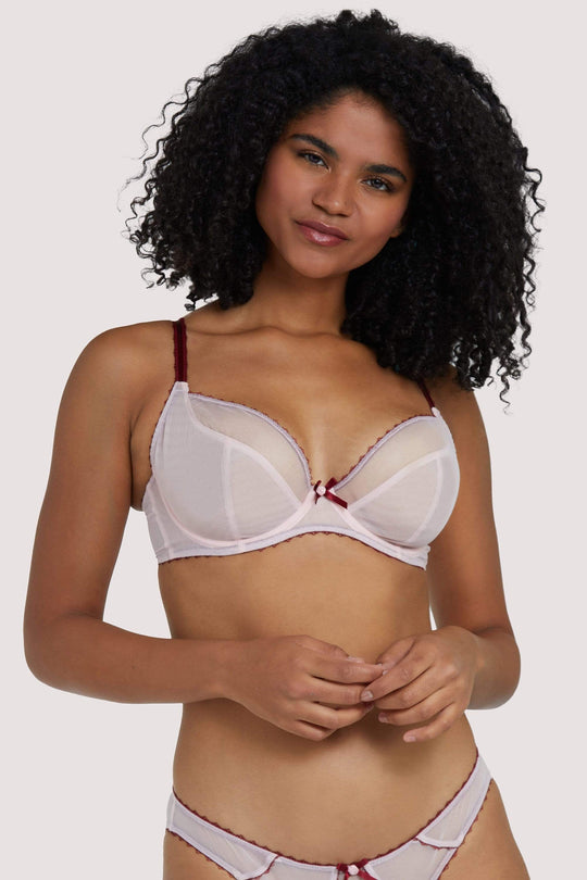 Grace Dusty Pink and Wine Plunge Net Bra